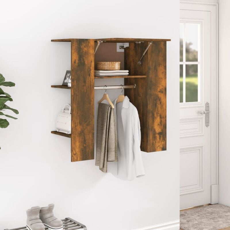 foto del prodotto scaffale da ingresso rovere fumo 97,5x37x99cm legno multistrato vidaxl