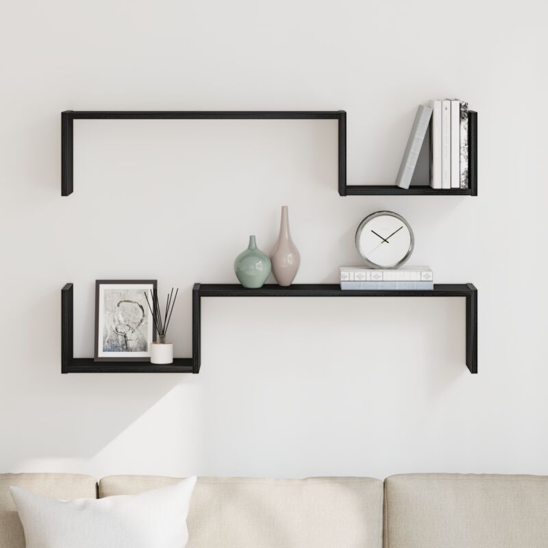 foto del prodotto scaffale da parete 2 pcs rovere nero 100 x 15 x 20 cm vidaxl