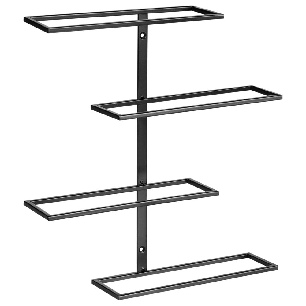 foto del prodotto scaffale da parete per 4 bottiglie di vino in metallo nero stile moderno