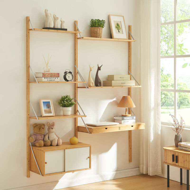 foto del prodotto scaffale da parete tingvoll in bamb 176 x 147 x 34 cm naturale en.casa 