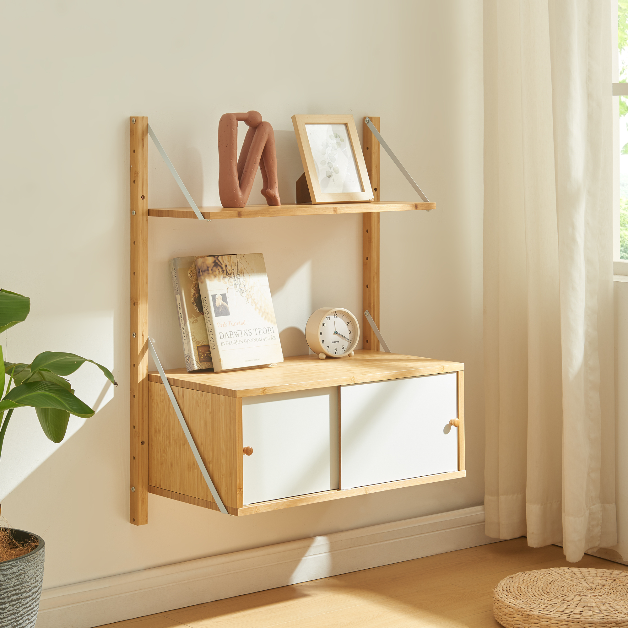 foto del prodotto scaffale da parete tingvoll in bamb 85 x 65 x 34 cm naturale en.casa 