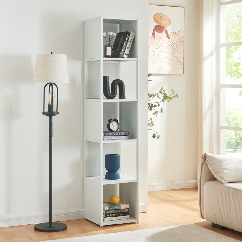 foto del prodotto scaffale da terra finsp ng libreria in acciaio 185 x 38 x 38 cm bianco en.casa 