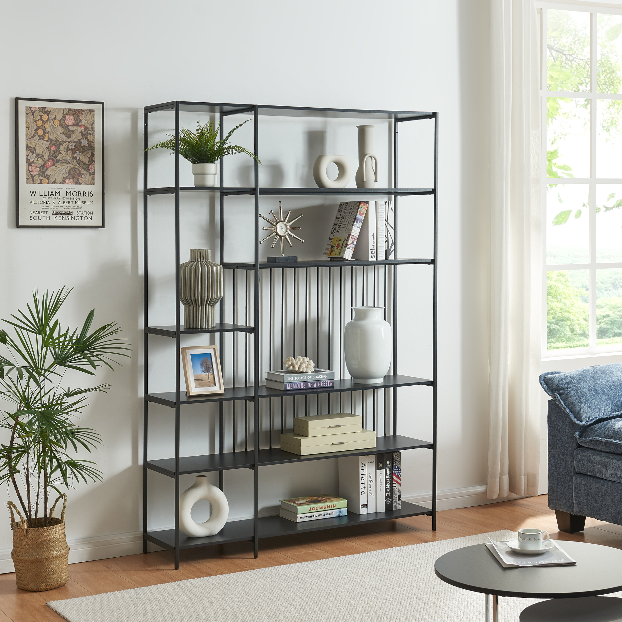 foto del prodotto scaffale da terra r lingen libreria con ripiani aperti 180x120x33 cm nero en.casa 