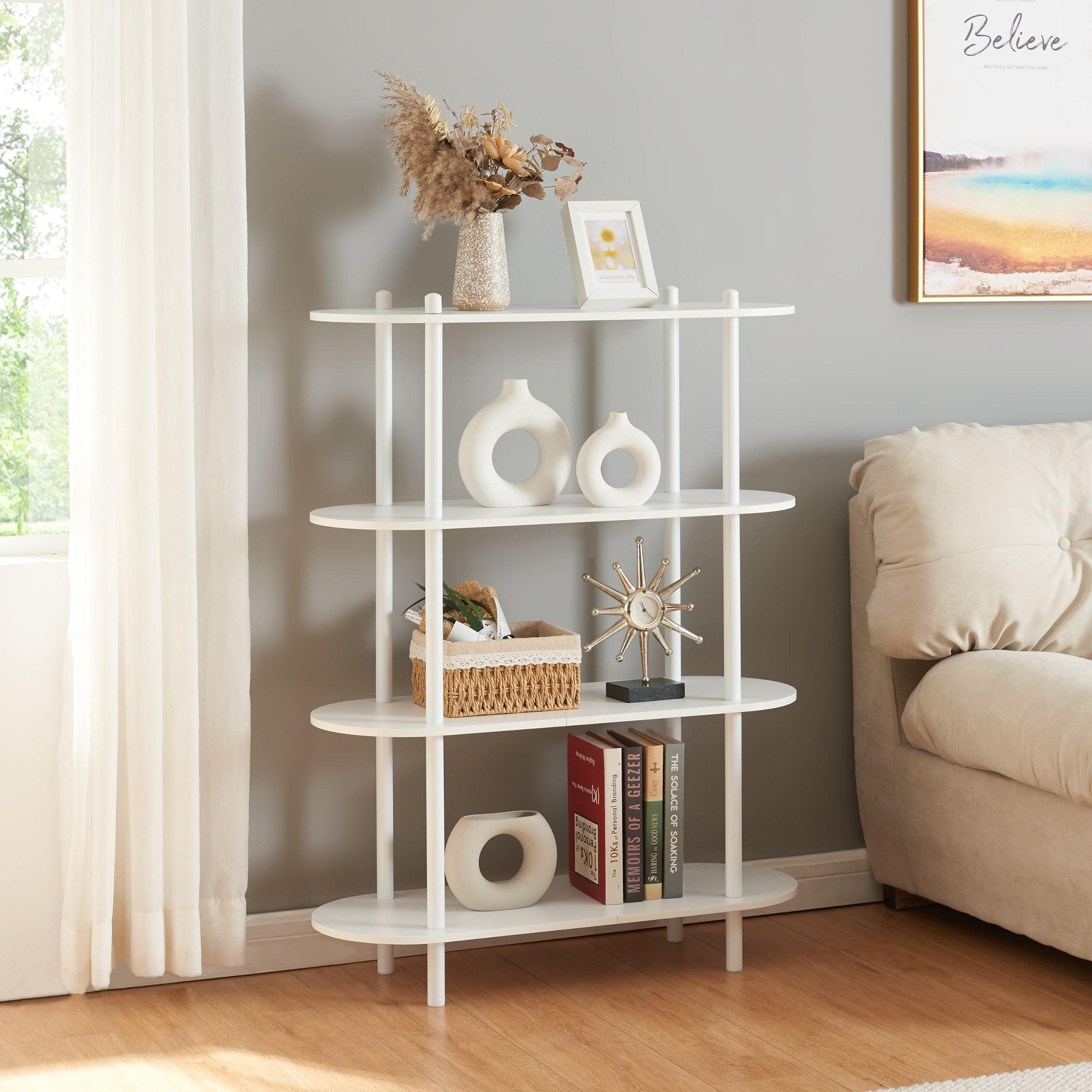 foto del prodotto scaffale da terra vre libreria con 4 ripiani - bianco en.casa