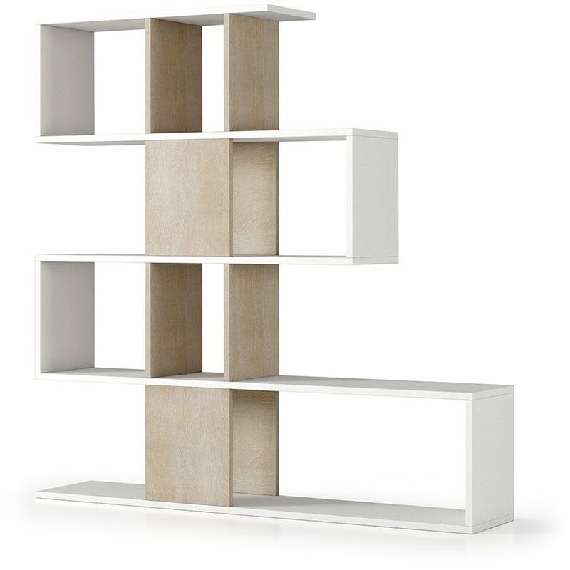 foto del prodotto scaffale divisorio moderno bianco e rovere