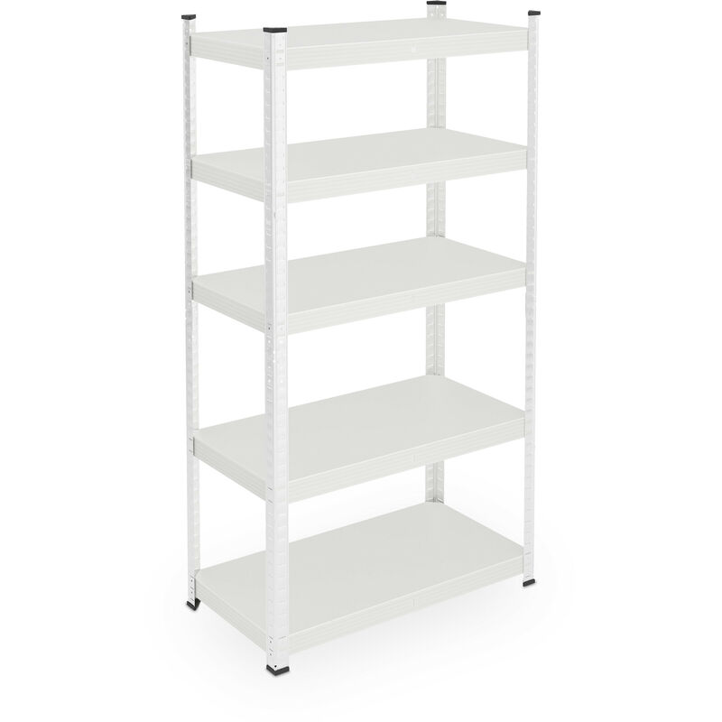 foto del prodotto scaffale in acciaio, hlp 150 x 75 x 30 cm, con 5 ripiani ad alta portata 875 kg, per garage e cantina, bianco relaxdays
