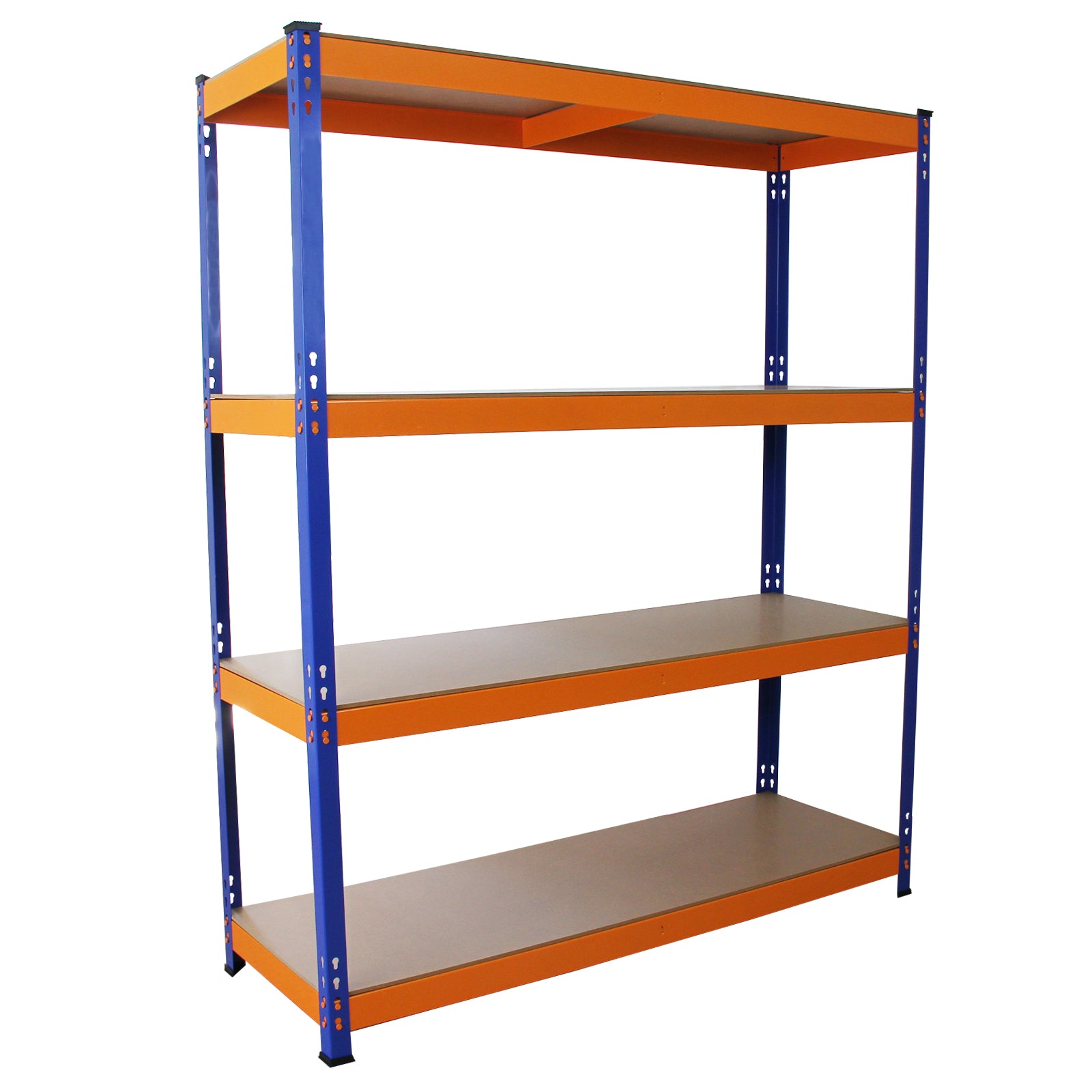 foto del prodotto scaffale in acciaio senza bulloni s rax blu e arancione largo 150cm per garage
