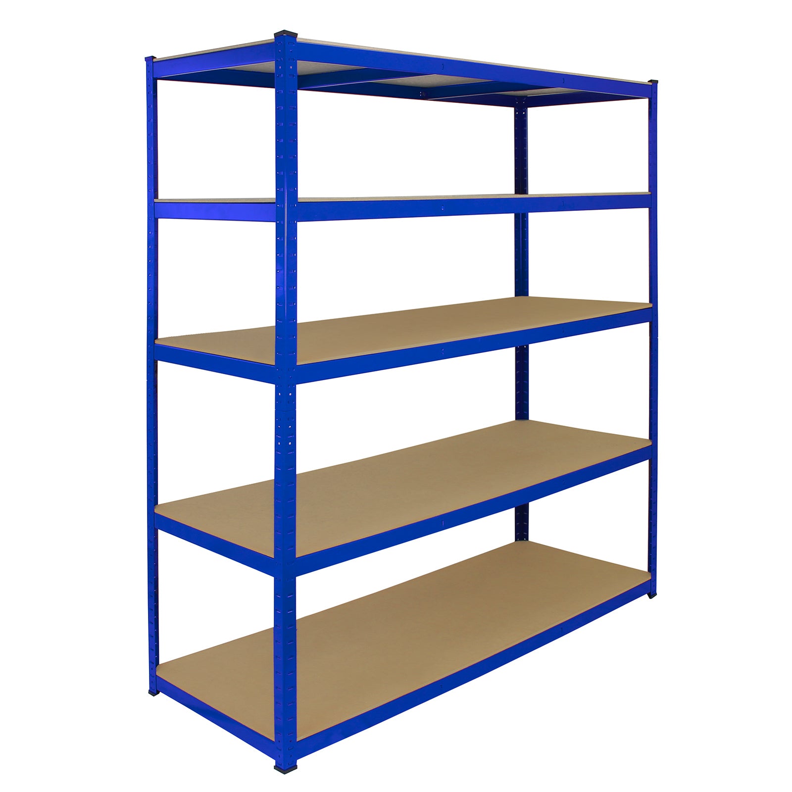 foto del prodotto scaffale in acciaio senza bulloni t rax blu largo 160cm per garage e magazzino
