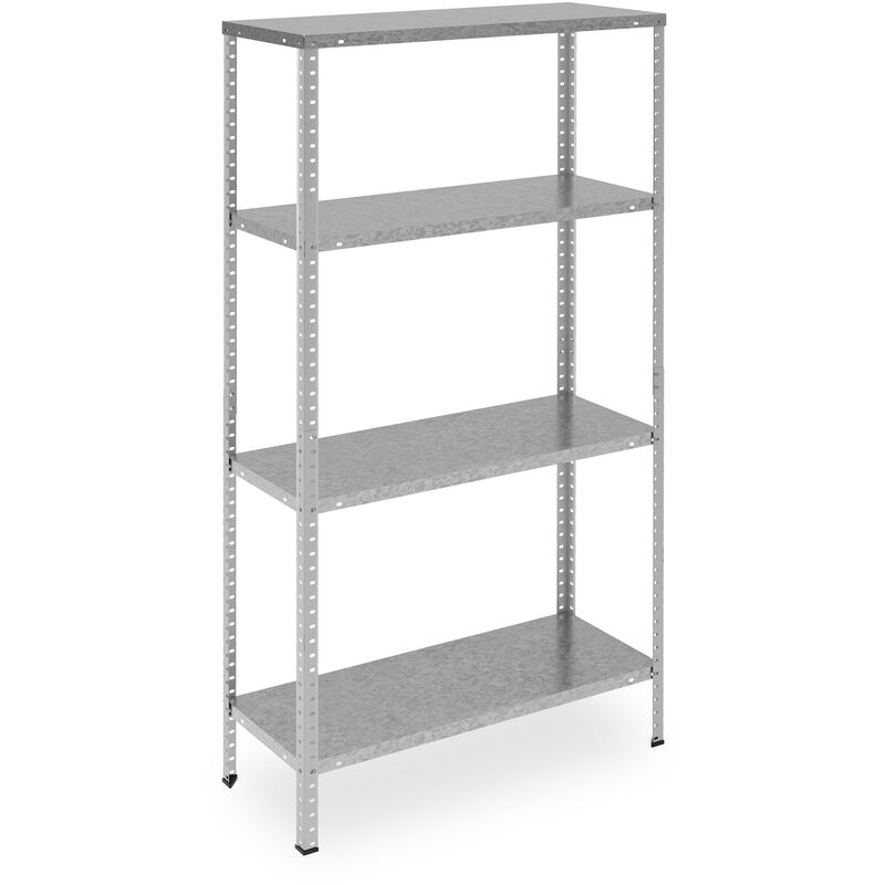 foto del prodotto scaffale in acciaio zincato, 150x75x30 cm, con 4 ripiani ad alta portata 160 kg, per garage e cantina, argento - relaxdays