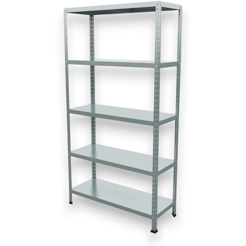 foto del prodotto scaffale in kit 5 ripiani in acciaio verniciato h2 metri con fissaggio a bulloni unishelf - 80x40 cm