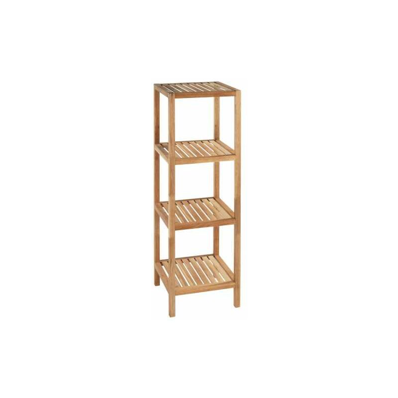 foto del prodotto scaffale in legno, mobile con 4 ripiani per il bagno, norway, in noce, 36x112x36cm, marrone - wenko