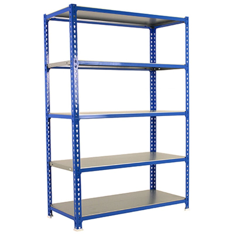 foto del prodotto scaffale in metallo, 1800x900x300 mm, 5 ripiani, punto di piegatura 180 kg, blu galva simonrack
