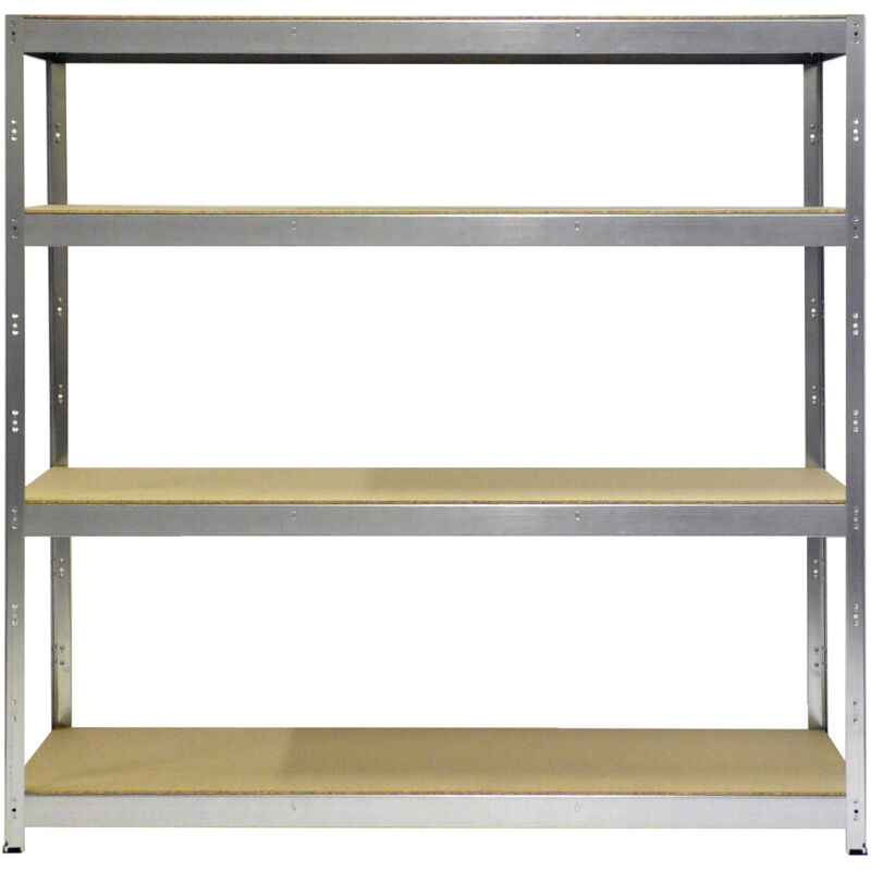 foto del prodotto scaffale in metallo 4 ripiani in legno truciolato 200x70x200 cm zincato