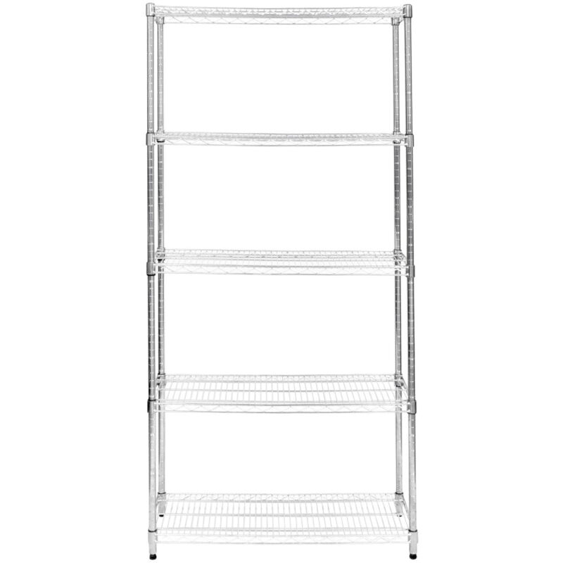 foto del prodotto scaffale in metallo a 5 livelli unità di stoccaggio per carichi pesanti scaffali regolabili in altezza senza bulloni e piedini di appoggio 1000kg