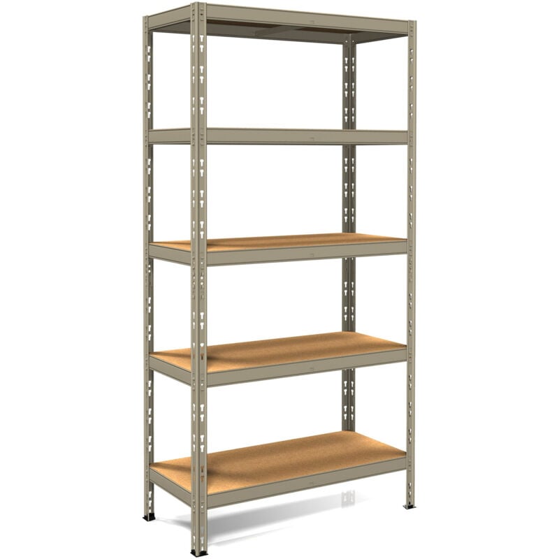 foto del prodotto scaffale in metallo ad incastro 5 ripiani in legno 90x40xh180 cm pokerino grigio
