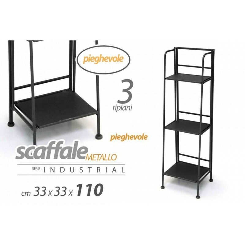foto del prodotto scaffale in metallo nero pieghevole salvaspazio cm 33 x 33 x 110 h
