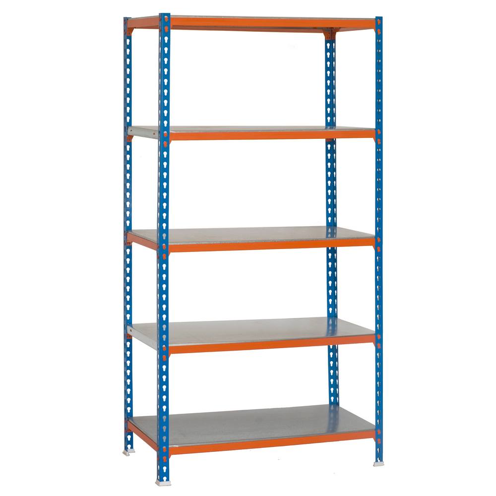 foto del prodotto scaffale in metallo simon rack senza viti colore blu arancio galvanizzato 5 ripiani 1800x900x500 mm made in spain