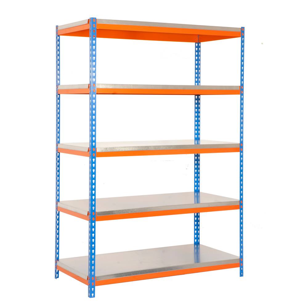 foto del prodotto scaffale in metallo simon rack senza viti colore blu/arancio/galvanizzato 5 ripiani 2000x1000x600 mm made in spain