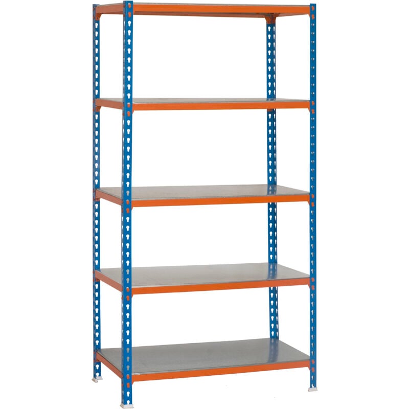 foto del prodotto scaffale in metallo simon rack senza viti colore blu arancio galvanizzato 5 ripiani 2000x1100x500 mm made in spain