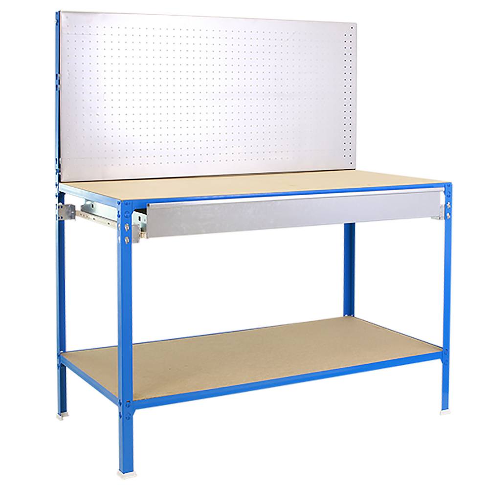 foto del prodotto scaffale in metallo simon rack senza viti colore blu galvanizzato legno 2 ripiani 1445x1210x610 mm made in spain