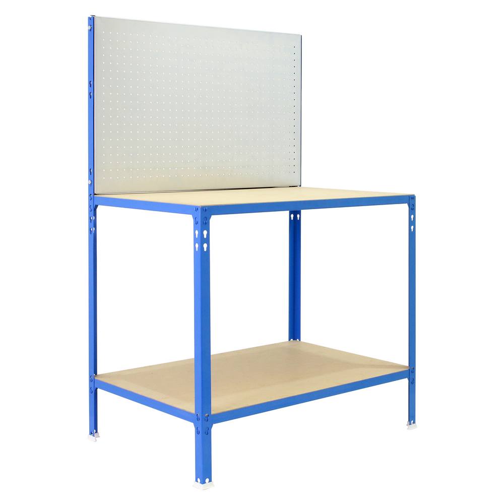 foto del prodotto scaffale in metallo simon rack senza viti colore blu galvanizzato legno 2 ripiani 1445x910x610 mm made in spain