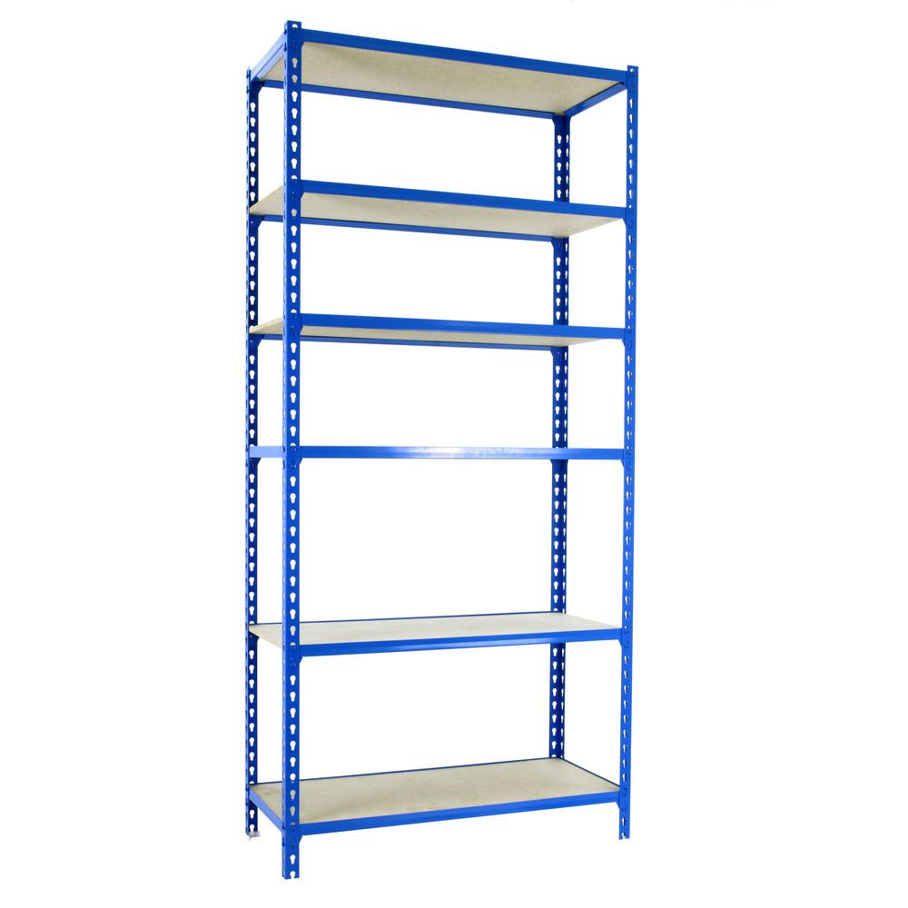 foto del prodotto scaffale in metallo simon rack senza viti colore blu/legno 6 ripiani 2500x900x500 mm made in spain