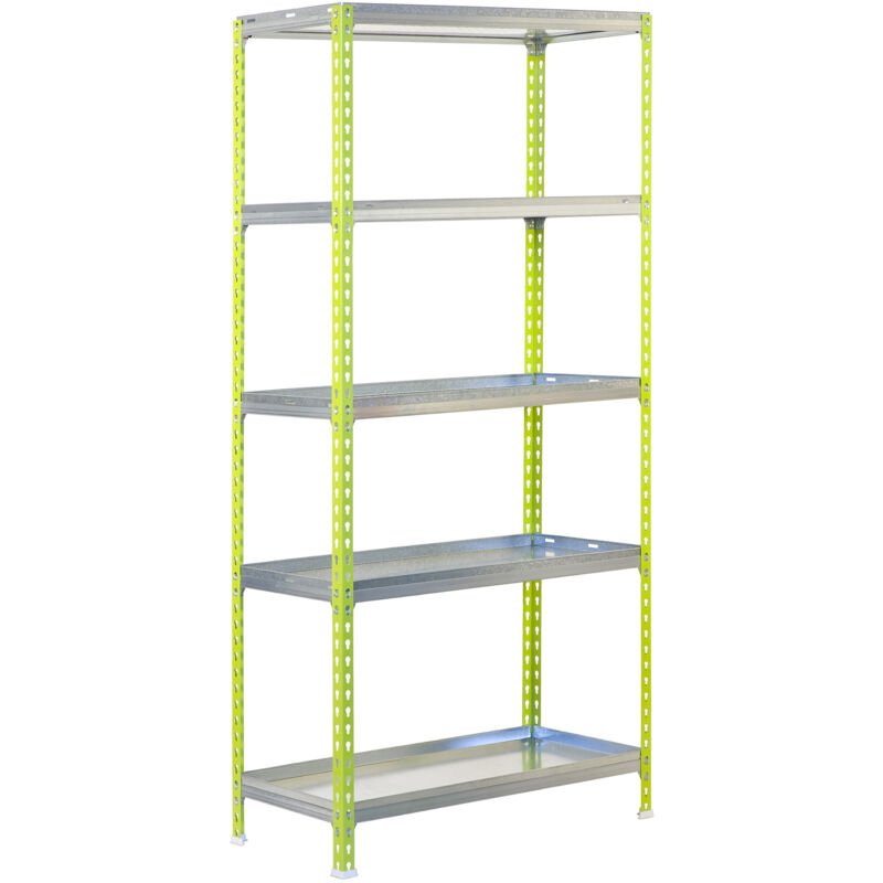 foto del prodotto scaffale in metallo simon rack senza viti colore verde galvanizzato 5 ripiani 1800x900x400 mm made in spain