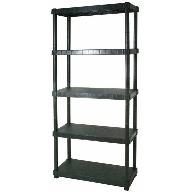 foto del prodotto scaffale in resina con 5 ripiani colore nero portata 250 kg misure 80x40x188h cm