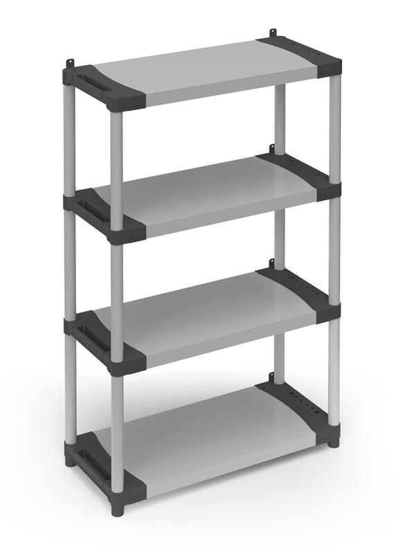 foto del prodotto scaffale in resina pvc 4 ripiani portata 80 kg adatto all utilizzo sia in ambienti interni che esterni 80x40x165 cm