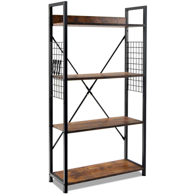 foto del prodotto scaffale industriale a 4 ripiani libreria multifunzionale con guide regolabili e ripiano per soggiorno ufficio 64 x 24 x 110 cm caff 