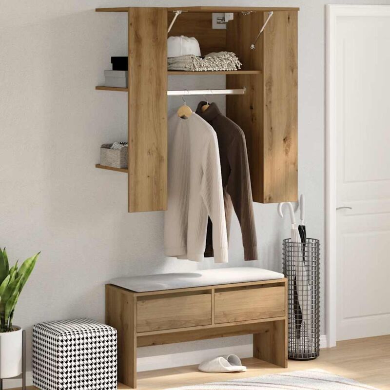 foto del prodotto scaffale ingresso rovere 97,5x37x99 cm legno multistrato vidaxl