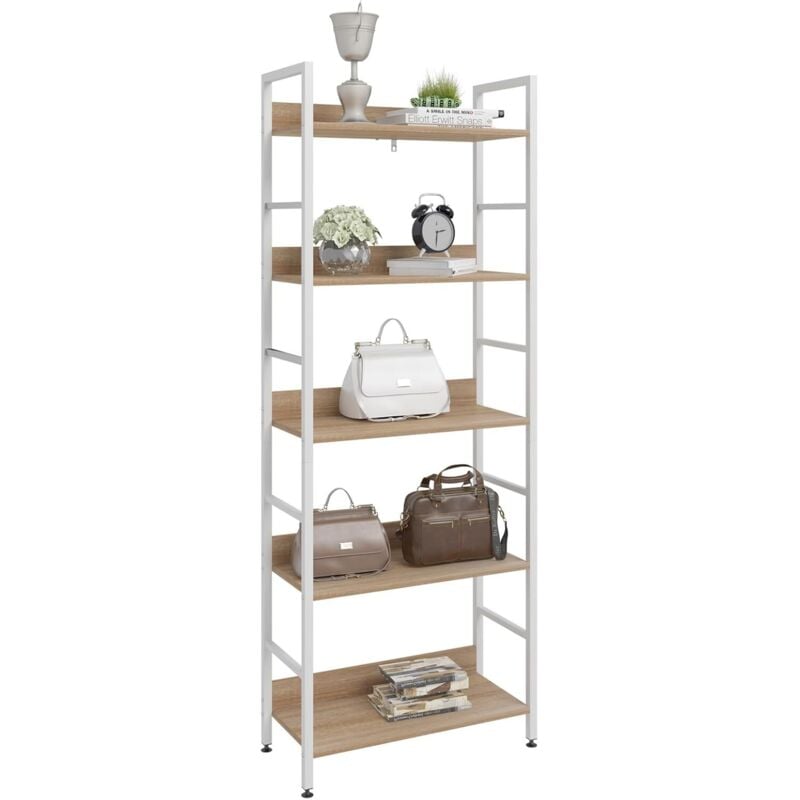 foto del prodotto scaffale legno libreria per ufficio studio cucina porta piante fioriera woltu