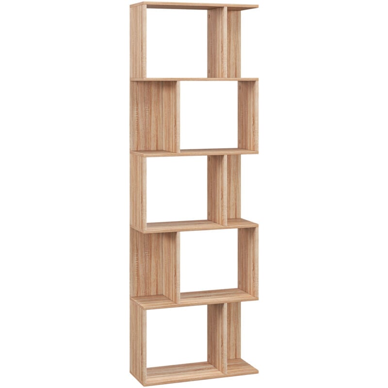 foto del prodotto scaffale libreria a 5 ripiani in truciolato color legno 60x24x184.5 cm homcom