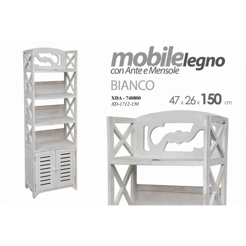 foto del prodotto scaffale libreria bianco con ante da salotto studio