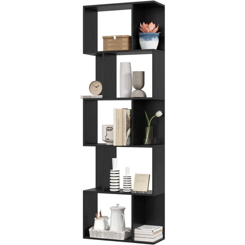 foto del prodotto scaffale libreria moderna a 5 ripiani in legno 60x24x184.5 cm nero homcom