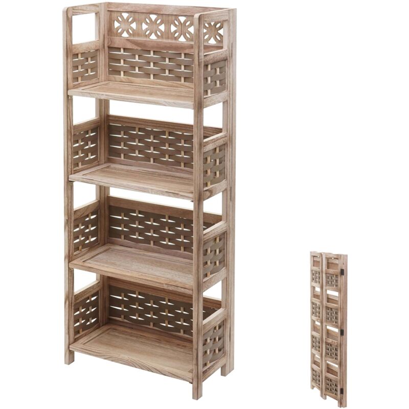 foto del prodotto scaffale libreria pieghevole 4x ripiani hhg 660 legno polyrattan marrone