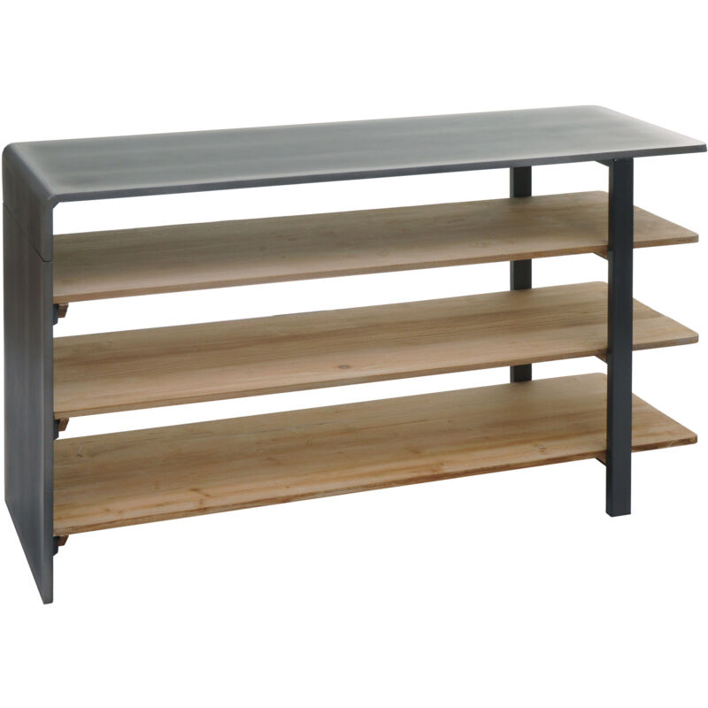 foto del prodotto scaffale libreria scarpiera 4 ripiani da interno hhg 582 72x119x40cm ferro legno chiaro e nero