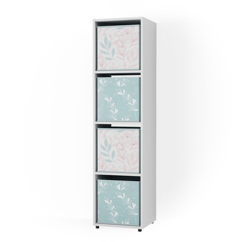 foto del prodotto scaffale ludus, bianco, 142.5 x 36.2 cm con 2 scatole pieghevoli opt.2 vicco
