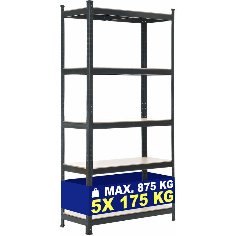 foto del prodotto scaffale magazzino alta portata 875 kg nero 90x40x180 cm