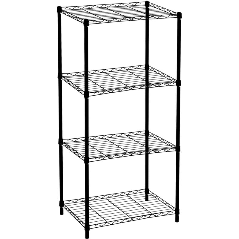 foto del prodotto scaffale metallico con grata catter house klaus 120 56x35x120 cm colore nero con 4 ripiani supporta fino a 140 kg