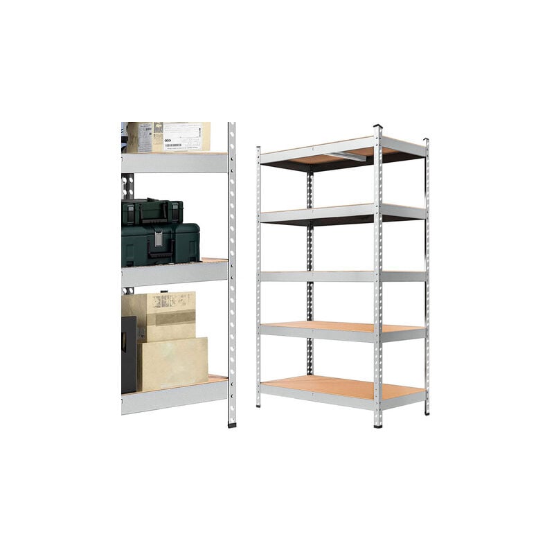 foto del prodotto scaffale metallico da magazzino a 5 ripiani 205x120x45 cm 1000 kg, per cantina e garage.