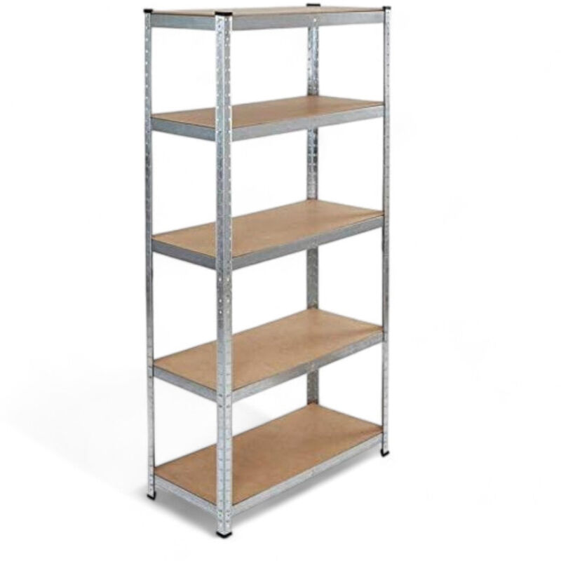 foto del prodotto scaffale modulare in acciaio zincato con 5 ripiani rinforzati in legno spessore 4 mm e piedini in plastica