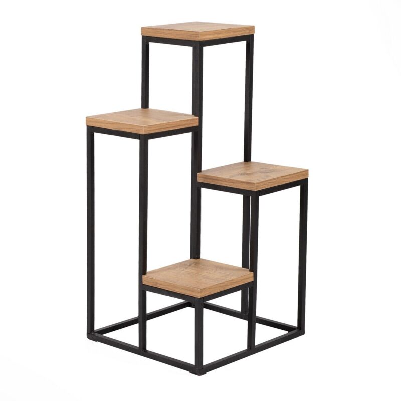 foto del prodotto scaffale multilivello decorato in legno di pino e nero h65 cm jason