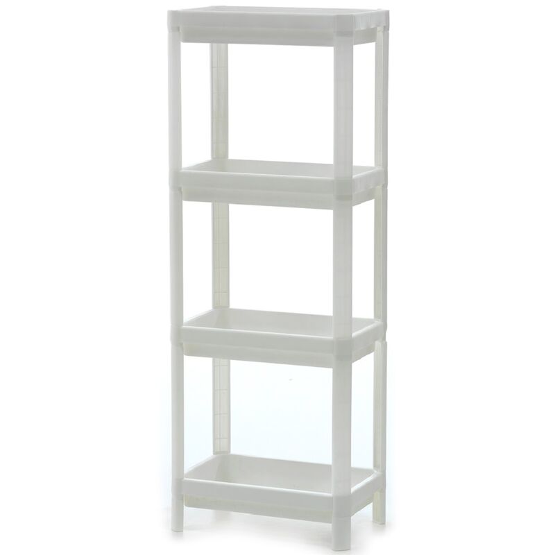 foto del prodotto scaffale multiuso organizer h100x36x23 bianco 4ripiani casa cucina bagno ufficio dispensa storage salvaspazio