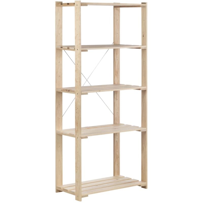 foto del prodotto scaffale nova con 5 piani regolabili in legno di pino, 76,5x38,5x174,5 cm