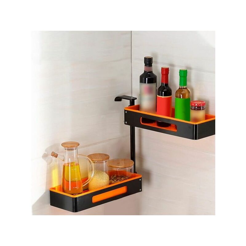 foto del prodotto scaffale organizer girevole a 180 con 2 mensole per cucina e bagno salvaspazio