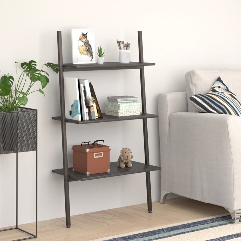 foto del prodotto scaffale pendente a 3 livelli design moderno a scala vari colori 64x34x116cm colore nero