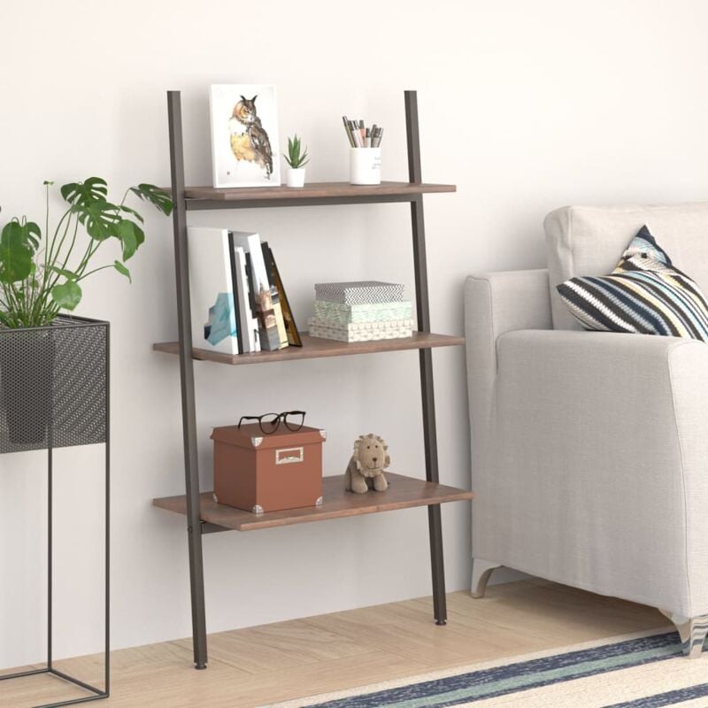 foto del prodotto scaffale pendente a 3 livelli marrone scuro e nero 64x34x116cm vidaxl