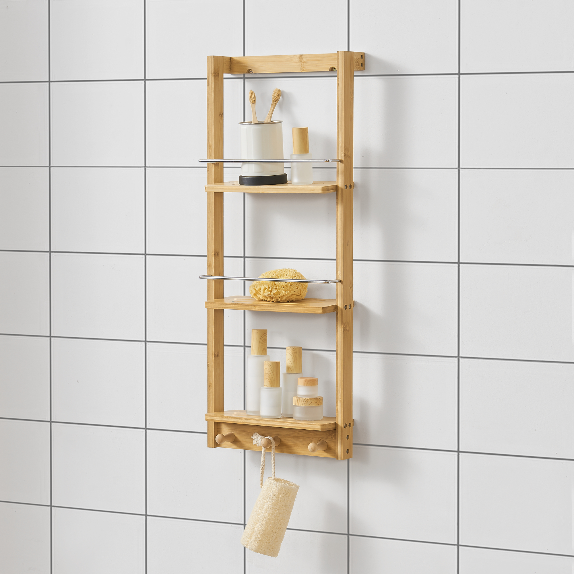 foto del prodotto scaffale pensile da bagno liding in bamb en.casa 