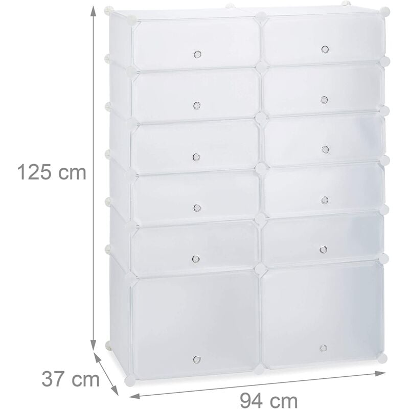foto del prodotto scaffale per armadio scarpiera in plastica 12 scomparti 125 cm bianco